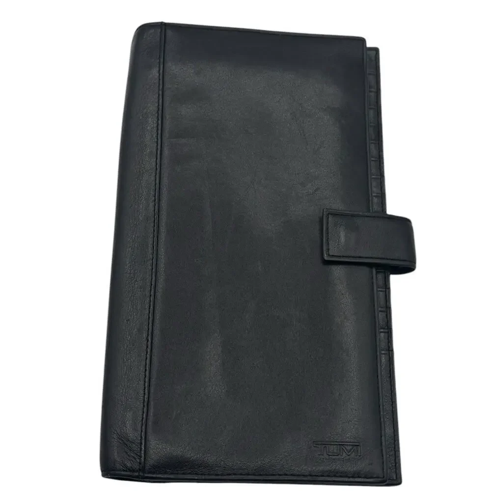 Tumi Delta SLG Ultimate Travel Organizer Wallet Black Napa Leather Card Holder